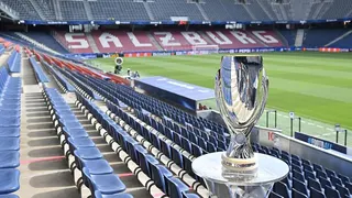 The Super Cup trophy in the Red Bull Arena