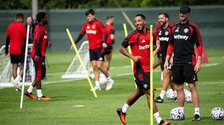 Manchester United midfielder Youri Tielemans (front) at the week-long training camp in Maynooth, Republic of Ireland
