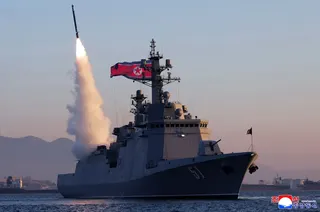 The North Korean destroyer Choe Hyon conducts a test-fire of a missile at an undisclosed location in North Korea on April 12, 2026. — AFP pic