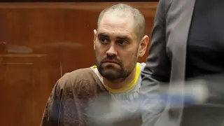 Nick Reiner beside Kimberly Greene in a Los Angeles County Superior Court room.