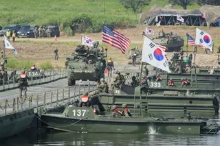 A US army vehicle taking part in last year's Ulchi Freedom Shield drills in South Korea, Aug. 27, 2025. [File: Lee Jin-man/AP]
