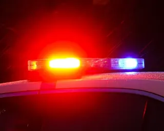 Flashing police lights.
