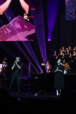 羅大佑（左）15日在北流舉辦演唱會，邀請黃韻玲擔任嘉賓。林煒凱攝