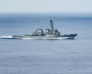 a warship at sea