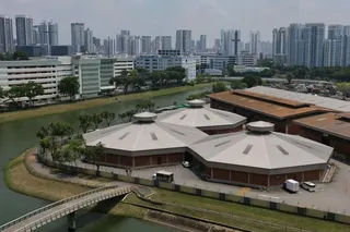 The octagon-shaped warehouses continue to be in use today.