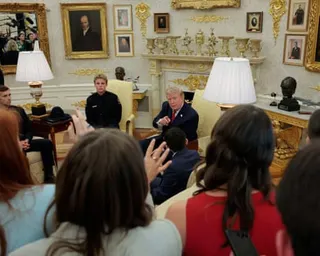 Trump points to journalists