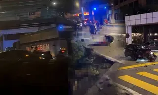 The crash at 1am at the Maju Junction traffic light intersection claimed the lives of a 53-year-old man and his two daughters, aged 25 and 12. PIC FROM SOCIAL MEDIA
