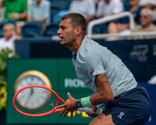 Tennis player Flavio Cobolli in action at the Cincinnati Open