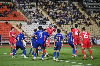 Singapore’s Irfan Fandi (No. 17) attempting a header against Thailand during their ASEAN Championship semi-final second leg on Aug 18.