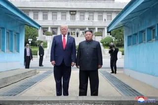 Trump meets with North Korean leader Kim Jong-un at the border of North and South Korea in 2019.