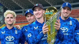 Jacob Bethell, Joe Root, Harry Brook and Jamie Overton celebrate ODI series win in Sri Lanka