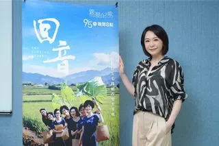 潘儀君20日出席大愛《銀髮白之歌》系列電視電影《回音》記者會。（大愛台提供）