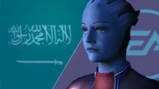 Custom header showing a blue Mass Effect character in the foreground, with EA logo and Saudi Arabia flag in the background.
