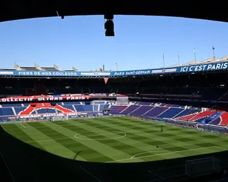 The playing surface at PSG’s Parc des Princes home, pictured in April