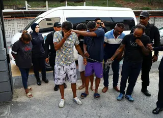 Six individuals are brought to the Session Court in Johor Bahru for the charge of kidnapping a Singaporean man to obtain a SGD20,000 (RM63,000) ransom on August 21, 2026. — Bernama pic