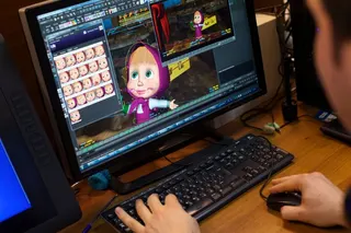 An animator works a on new episode of the Masha and the Bear cartoon series in Moscow, Russia. [Ivan Sekretarev/AP]
