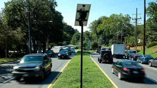 Automatic license plate reader camera monitors traffic in Maryland.