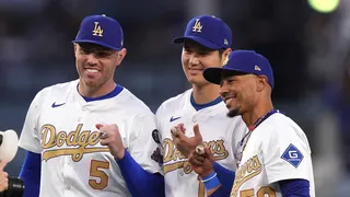 Dodgers players smile