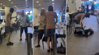 又有老伯被推倒在地！油池坊食阁两名男子起争执