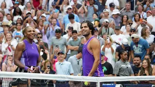 Serena Williams and Carlos Alcaraz are applauded by the crowd at the US Open