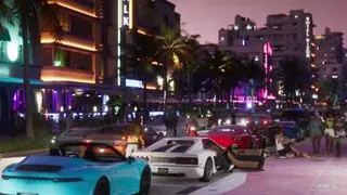 sports cars parked outside a nightclub named Boardwalk in Grand Theft Auto 6