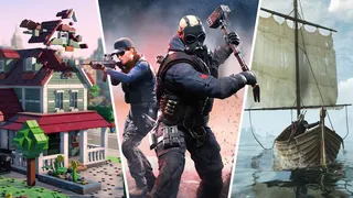 Art and screenshots from Lego Skylines, Rainbow Six Tactics, and The Witcher 3.