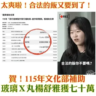 網曝楊舒雅獲文化部補助70萬元。（圖／翻攝「很white很壞的人」臉書粉專）