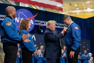 US President Donald Trump presents Canadian astronaut Jeremy Hansen with a medal at Nasa’s Johnson Space Centre in Houston on Friday. Photo: Reuters
