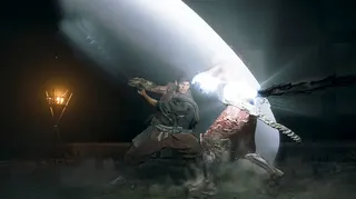 Musashi slashes an enemy in Onimusha: Way of the Sword.