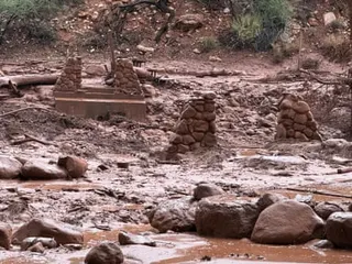 mud covering stone bridge