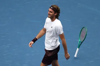 Stefanos Tsitsipas of Greece celebrates match point against Arthur Fils of France during their Men’s Singles First Round match on Day Two of the 2026 US Open at USTA Billie Jean King National Tennis Center. — Getty Images pic via AFP