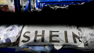 Packs of clothing are displayed at a garment factory for Shein in Panyu District, Guangzhou