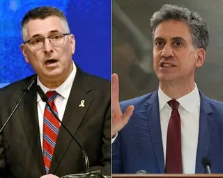 Ed Miliband and Gideon Sarr