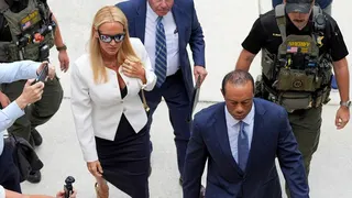 Tiger Woods and Vanessa Trump arrive for a plea conference hearing in Stuart, Florida.
