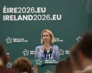 EU foreign policy chief Kaja Kallas addresses reporters in County Wicklow, Ireland.