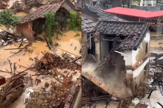 福建莆田多个村传出灾情。（图翻摄自微博）