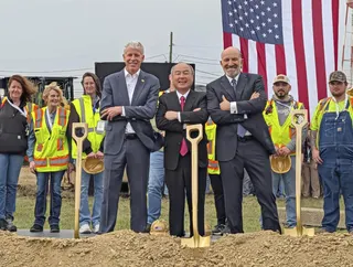 SoftBank Group Corp. Chairman Masayoshi Son (centre) and US Commerce Secretary Howard Lutnick (right) attend a groundbreaking ceremony for a gas-fired power plant in Piketon, Ohio, on March 20. Photo: Kyodo