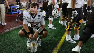 Broc Lowry of Western Michigan looks on during the final seconds of a game against Michigan.